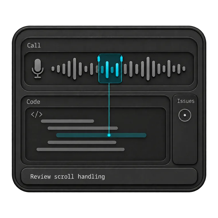 A call recording linked to the line of code it describes