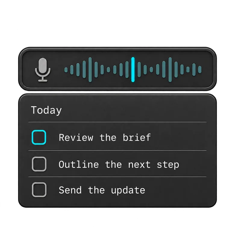 A voice recording turned into a checklist for today